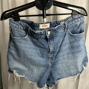 Wrangler Blue Jean Shorts with Raw Frayed Hem